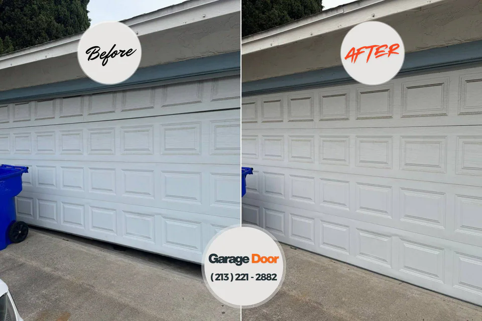 Before and after: garage door repair Portland, ME